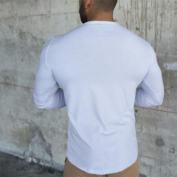 Cotton Long Sleeved T Shirt Men's Bottoming Shirt