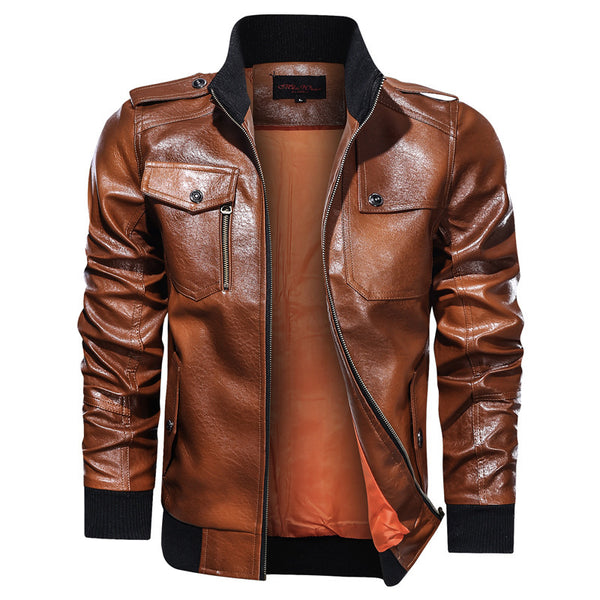 Men s Autumn And Winter Leather Jacket Motorcycle Jacket