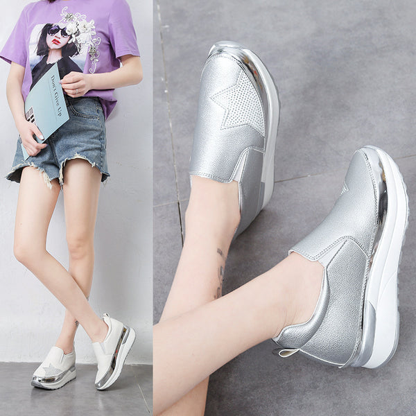 New Casual Inner Heightening Rhinestone Loafers Women's Shoes