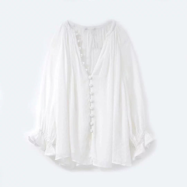 Fall New Women's Thin French Loose Tulle Shirt