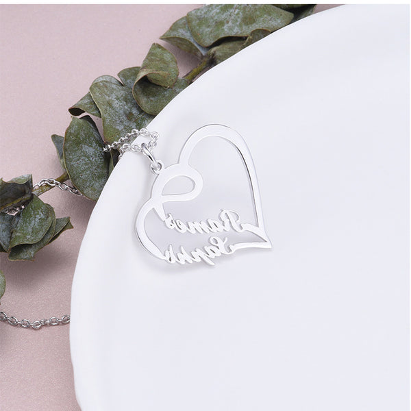 925 Silver Personalized Custom Heart-shaped Letter Necklace Female