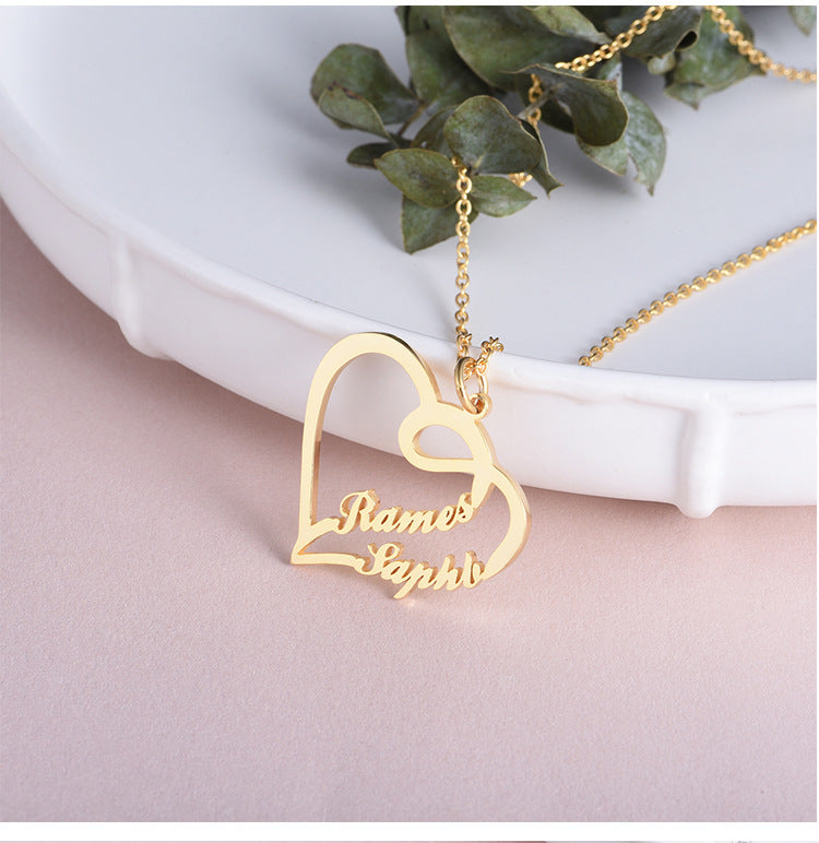 925 Silver Personalized Custom Heart-shaped Letter Necklace Female