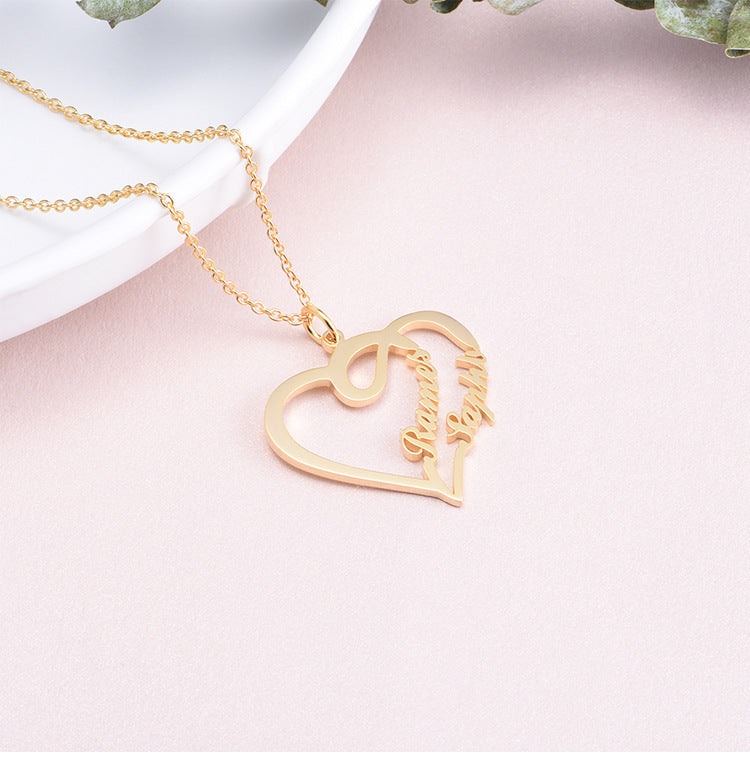 925 Silver Personalized Custom Heart-shaped Letter Necklace Female