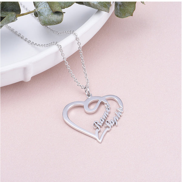 925 Silver Personalized Custom Heart-shaped Letter Necklace Female