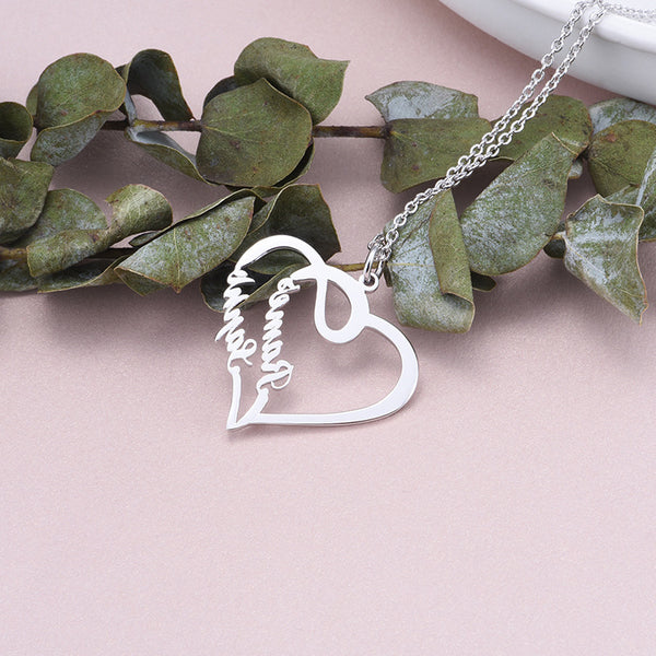 925 Silver Personalized Custom Heart-shaped Letter Necklace Female