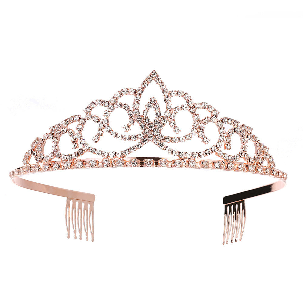 Royal Crystal Tiara Crowns Hair Jewelry Wedding Pageant Bridal Princess Headband Gift, Gold