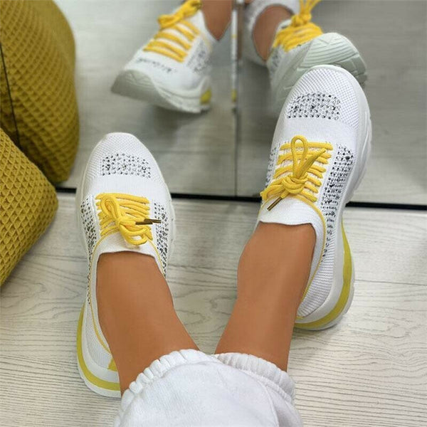 Mesh Flying Woven Round Head Spot Color Matching Rhinestone Textile Viscose Shoes Daily