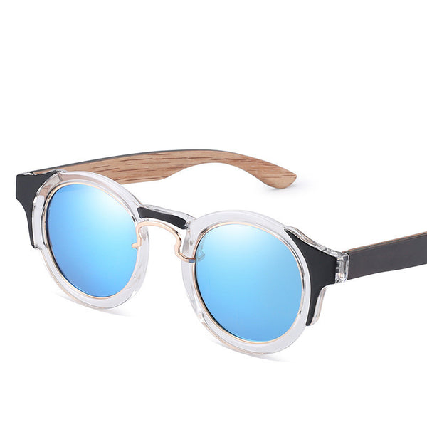 Retro Colorful Film Bamboo And Wood Sunglasses Punk Wooden Sunglasses For Men And Women Fashion Wood Polarized Round Glasses