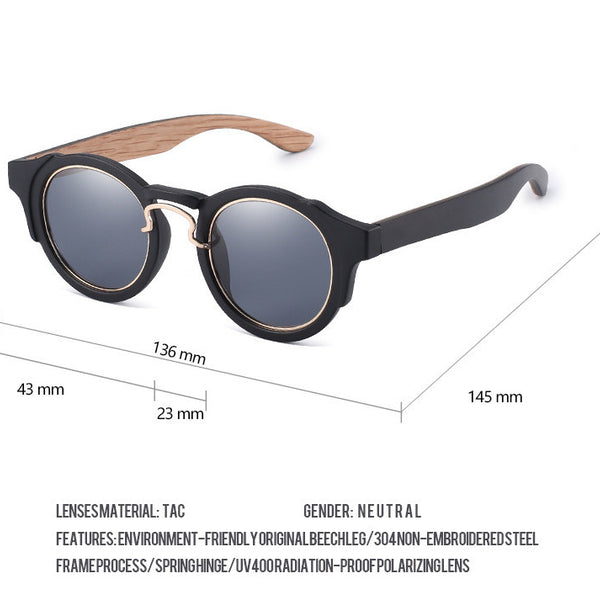 Retro Colorful Film Bamboo And Wood Sunglasses Punk Wooden Sunglasses For Men And Women Fashion Wood Polarized Round Glasses