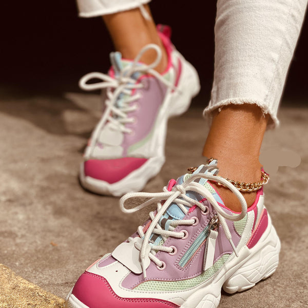 Women Chunky Sneakers Female Lace Up Platform