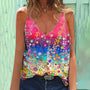 New Style Abstract Character Printing V Neck Pullover Sling Women's Clothing