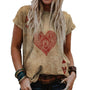 Landscape Print Round Neck Short Sleeve Ladies Casual T Shirt