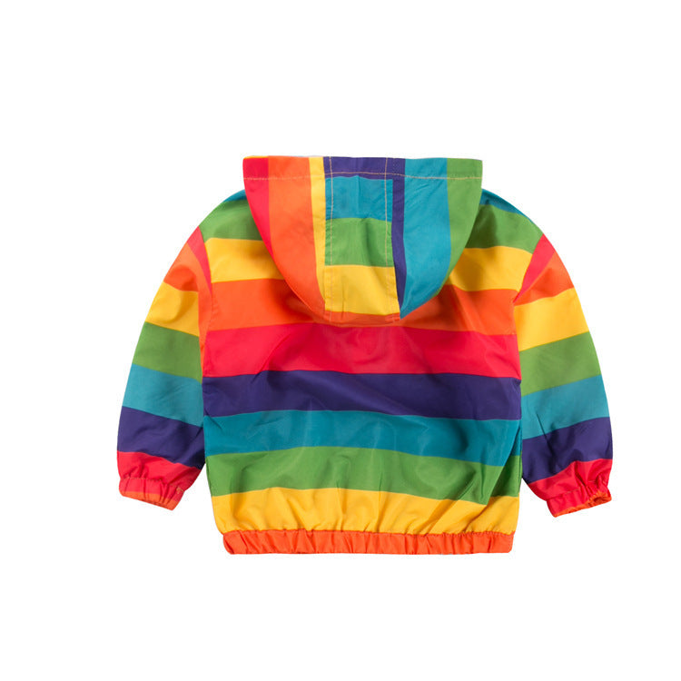 Rainbow Jacket Zipper Hooded Jacket For Kids