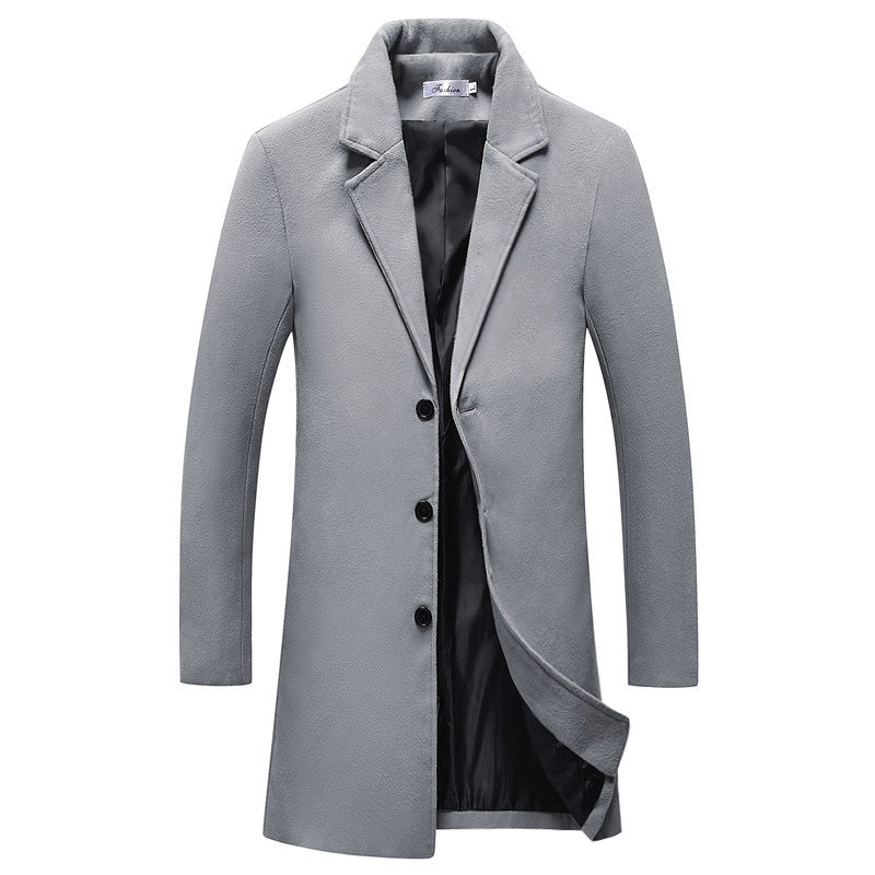 Woolen coat solid color lapel coat trench coat