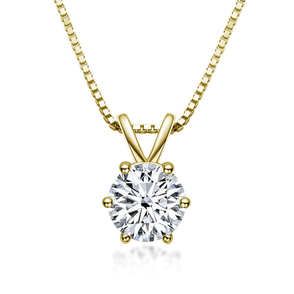 Classic Six Prong Moissanite Necklace Female D Color 1 Carat