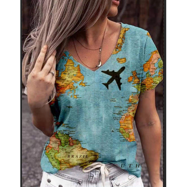 Women's Top Summer Print Pattern Short Sleeved T Shirt Women