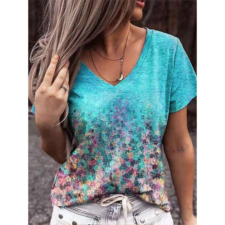 Women's Top Summer Print Pattern Short Sleeved T Shirt Women