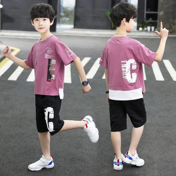 Children'S Cotton Short-Sleeved T-Shirt Set