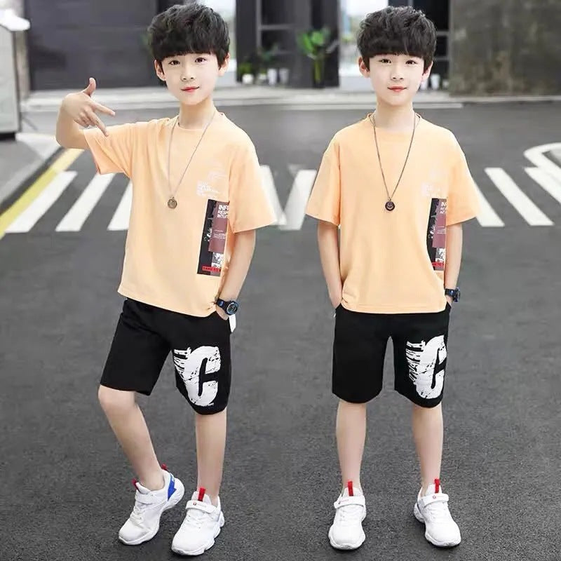 Children'S Cotton Short-Sleeved T-Shirt Set