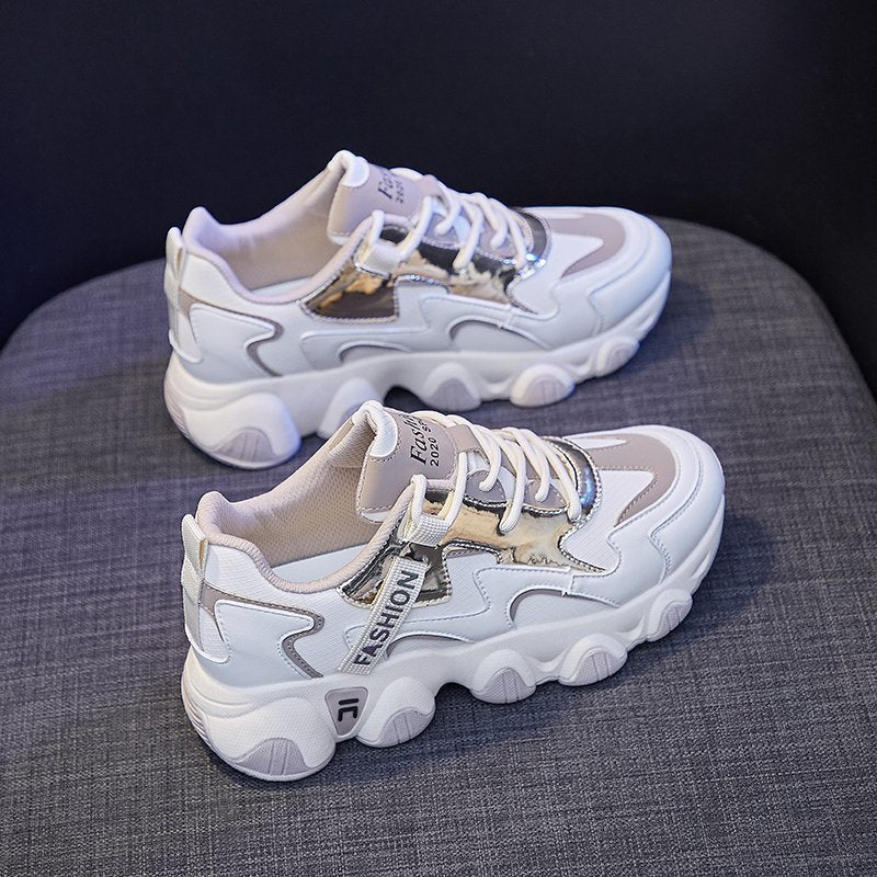 Chunky Leather Sneaker Women Spring Autumn Fashionable