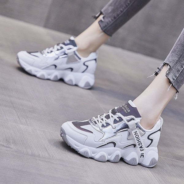 Chunky Leather Sneaker Women Spring Autumn Fashionable