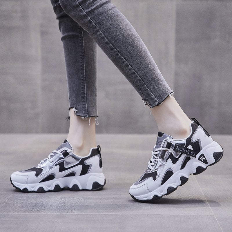 Chunky Leather Sneaker Women Spring Autumn Fashionable