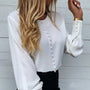 Fall New Women's White Lantern Sleeve Long Sleeve Shirt