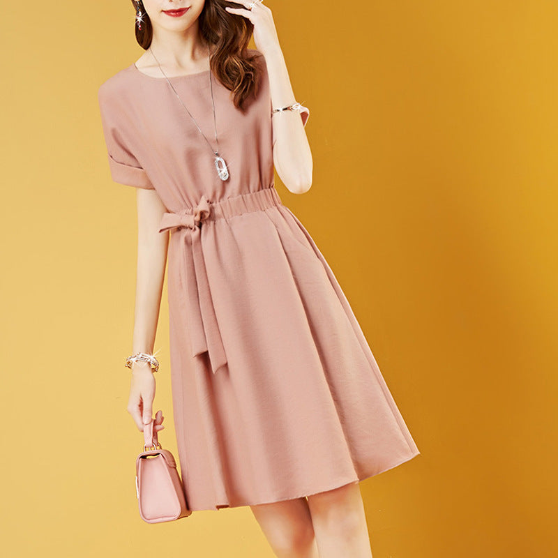 Women's temperament Tencel solid dress