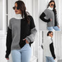 High Neck Drop Shoulder Long Sleeve Knitted Sweater For Women