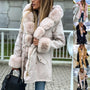 Winter mid-length pie overcoming thick fur collar furry coat women