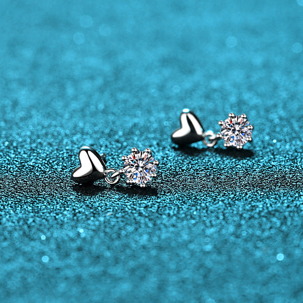 Sterling Silver Stud Earrings For Women Moissanite