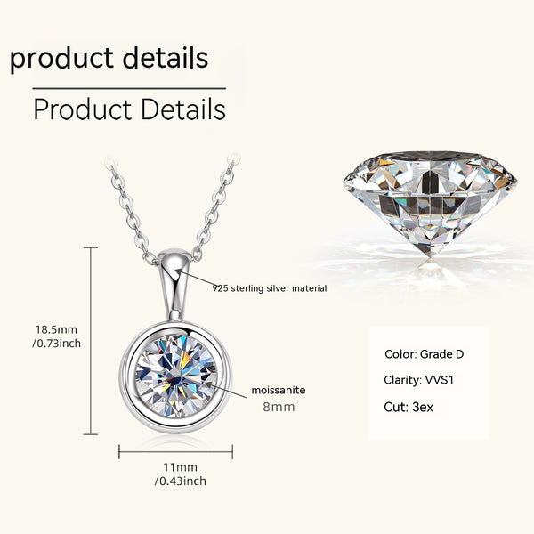 Female Design Sense Moissanite Pendant Necklace S925 Silver Clavicle Chain