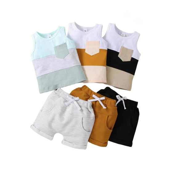 Short-sleeved Shorts Stitching Children's Suit