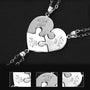 Engraved S925 Silver Jigsaw Puzzle Breakable Heart Pendant Necklaces for Couples, Friends & Family