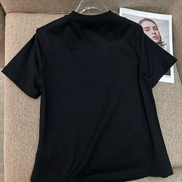 Simple Round Neck Rhinestone Full Diamond Design Short Sleeve T-shirt