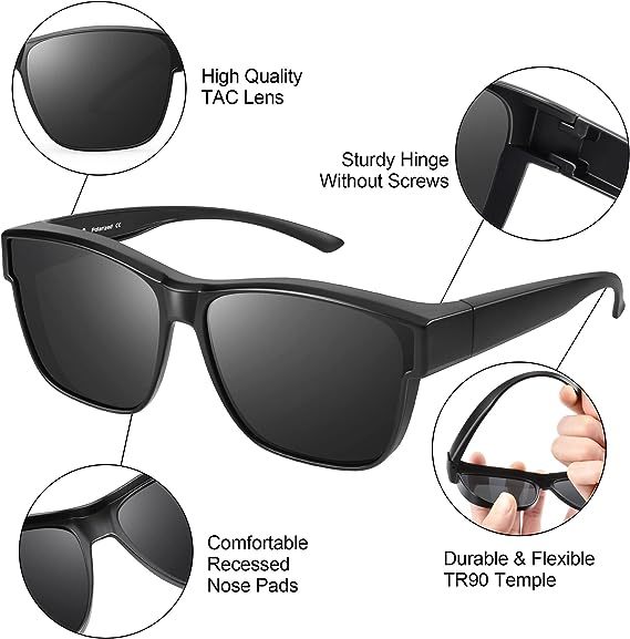 Fit Over Glasses Sunglasses For Men & Women Polarized Lens 99 UV Protection