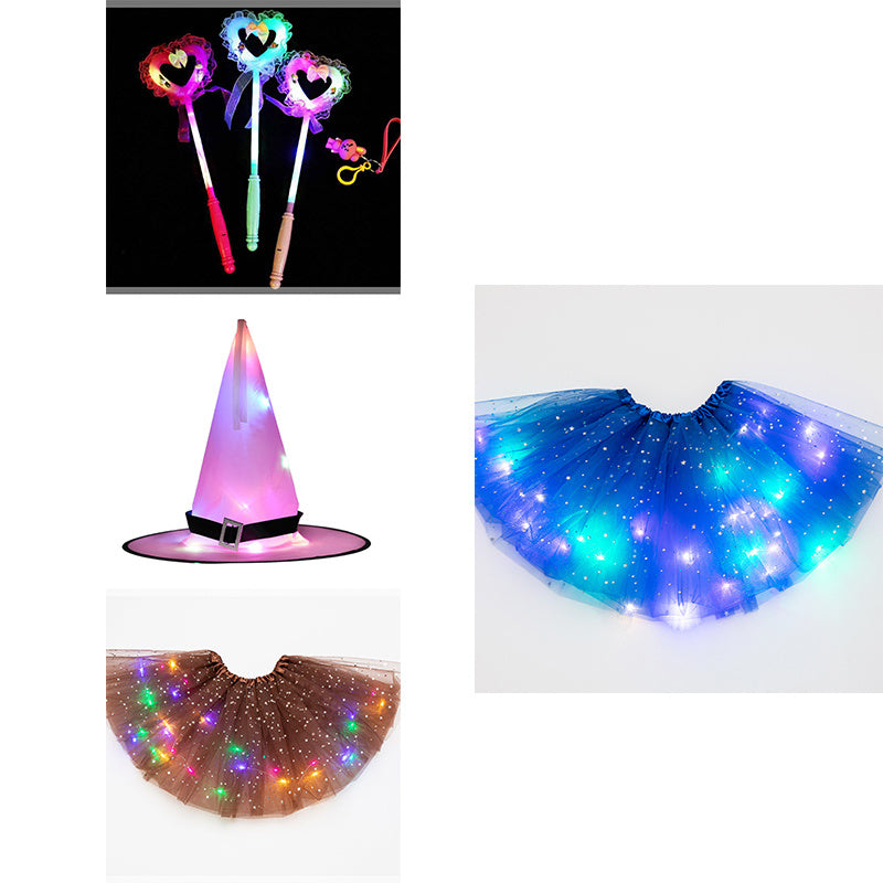 Magical & Luminous  LED Princess Halloween Tutu Skirt Sequins Shiny Skirt