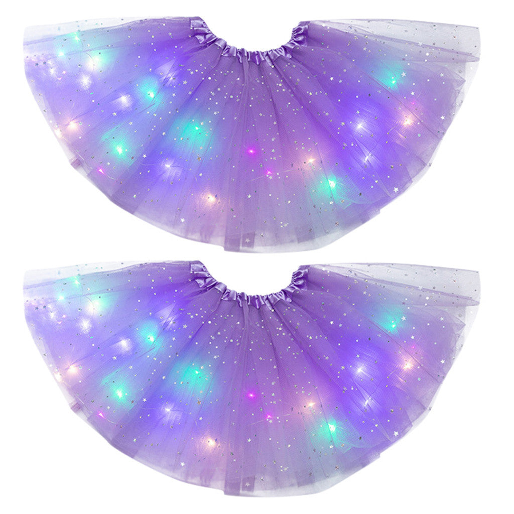 Magical & Luminous  LED Princess Halloween Tutu Skirt Sequins Shiny Skirt