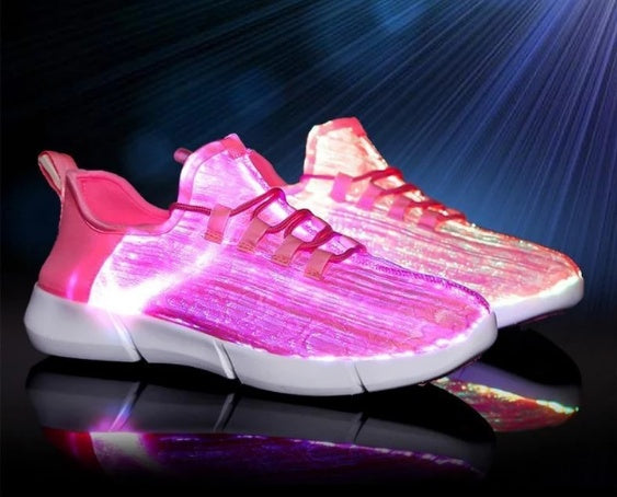 Fiber Optic LED Shoes USB Recharge Glowing Sneakers Man Llight Up Shoes