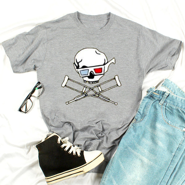 New Summer Skull Print Fashion Short-Sleeved T-Shirt Top