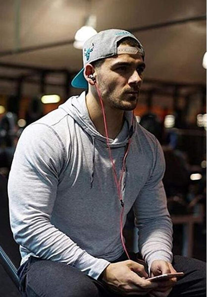 Men's T-shirt Outdoor Fitness Hooded T-shirt Men's Solid Color Sports Sweatshirt