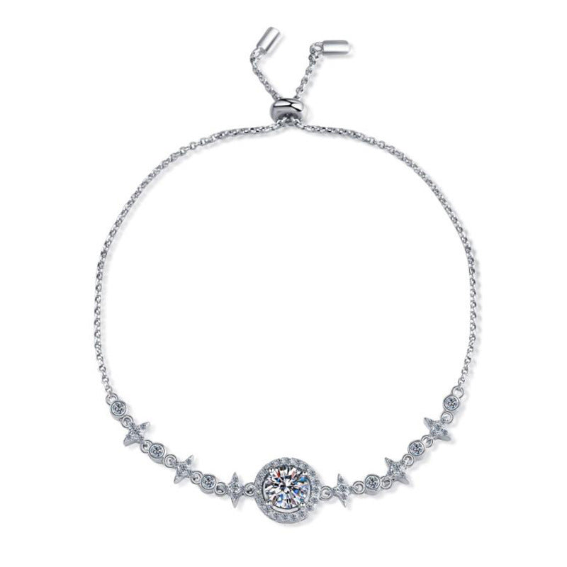 Moissanite One Carat Silver Bracelet