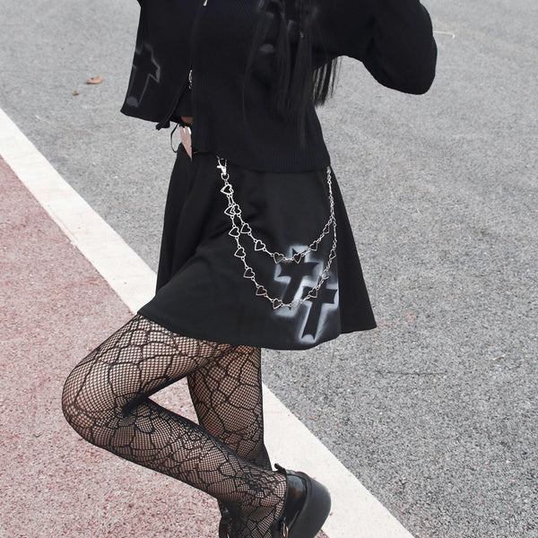 Gothic Inkjet Cross Slim Fall Sweater