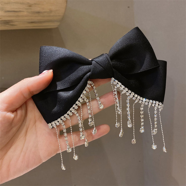 Black Tassel Rhinestone Back Head Hair Accessories Women's Headwear