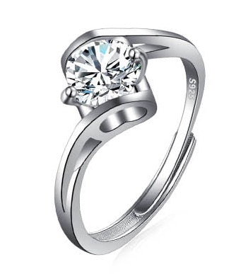 Platinum Diamond Ring Moissanite Ring D Color 1 Carat Opening