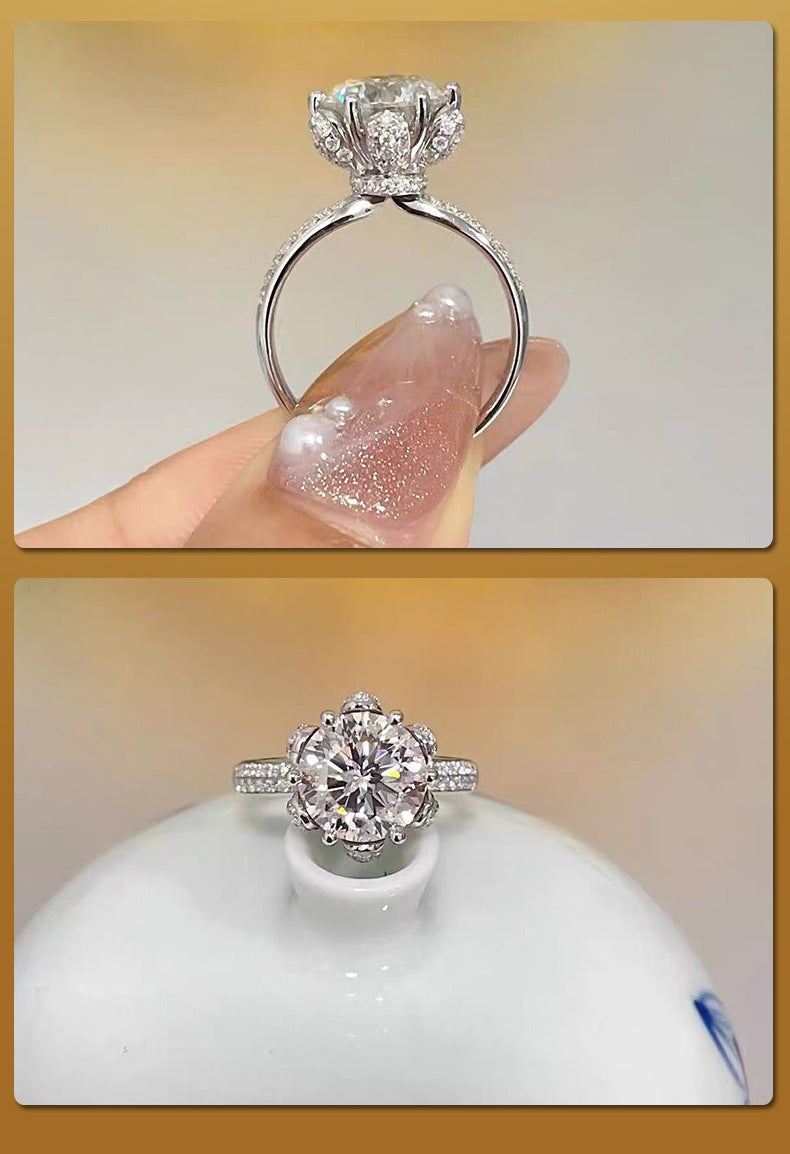 Ladies Fashion Moissanite Ice Queen Ring