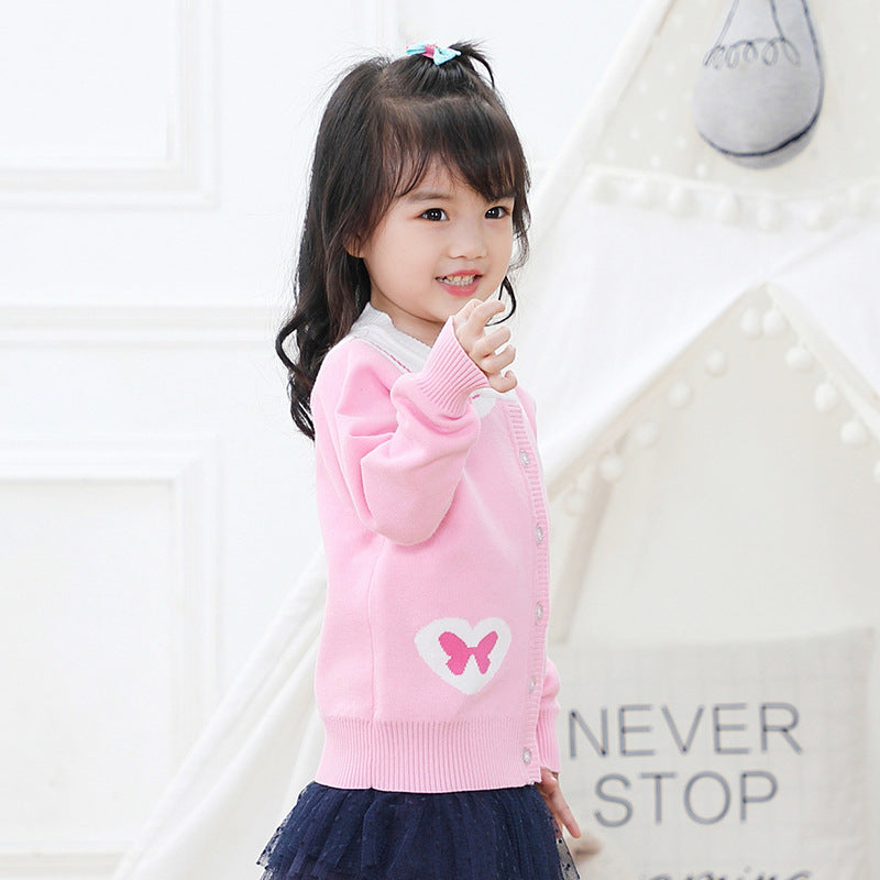 Navy Collar Kids Sweater Jacket