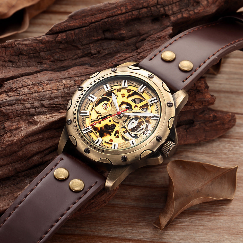 Mens Skeleton Automatic Mechanical Watch