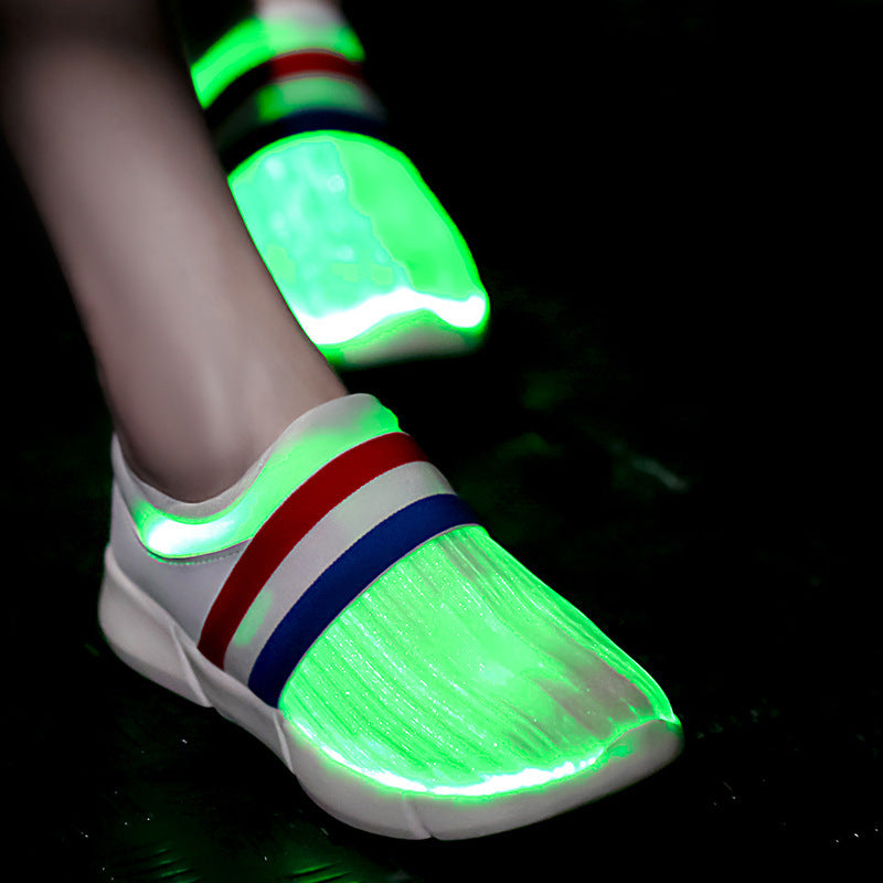 Fiber Optic LED Shoes USB Recharge Glowing Sneakers Man Llight Up Shoes