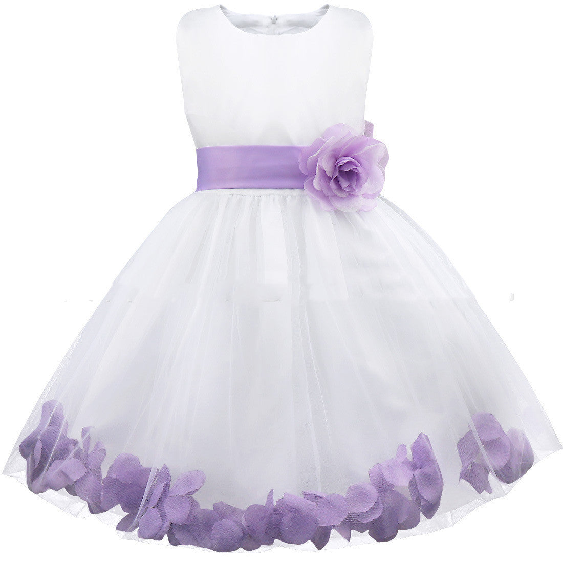 Dress Flower Bow Tie Belt Petal Princess Dress For Children